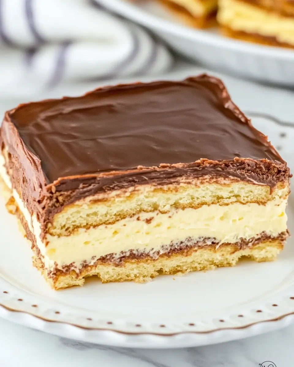 Homemade No Bake Chocolate Eclair Cake (Icebox Cake) recipe photo