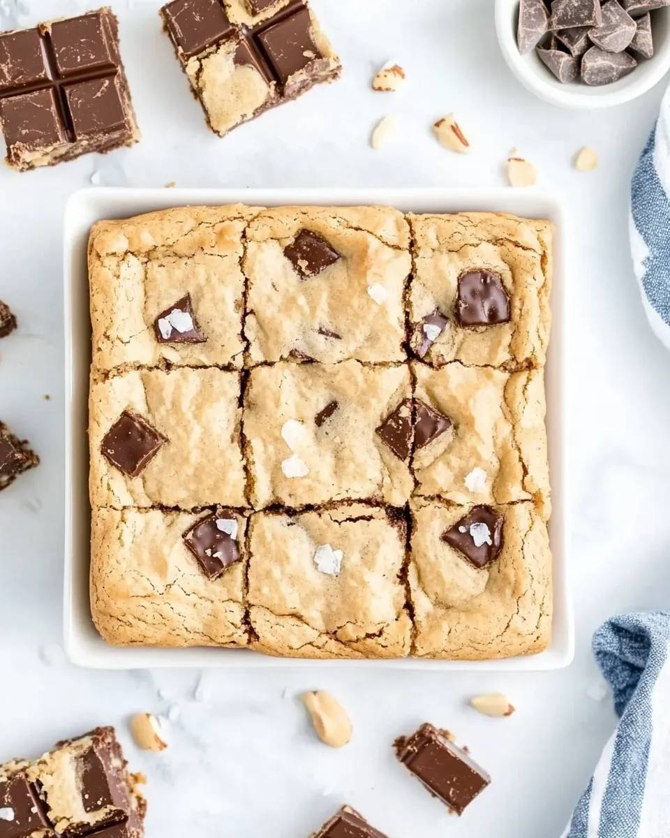 Delicious One-Bowl Almond Chocolate Chunk Blondies with Sea Salt image