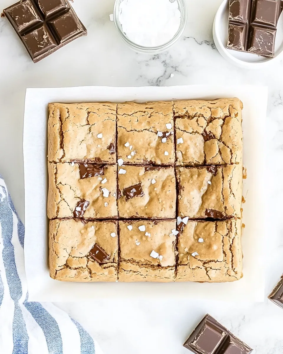 Quick One-Bowl Almond Chocolate Chunk Blondies with Sea Salt recipe photo