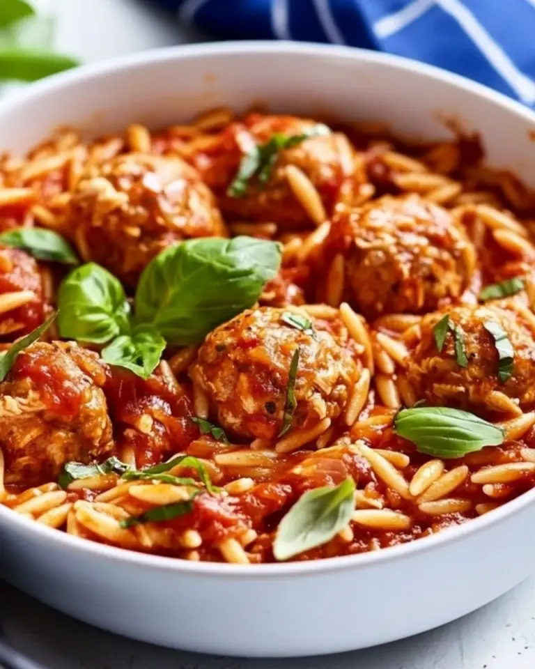 Easy One Pot Chicken Meatball Orzo photo