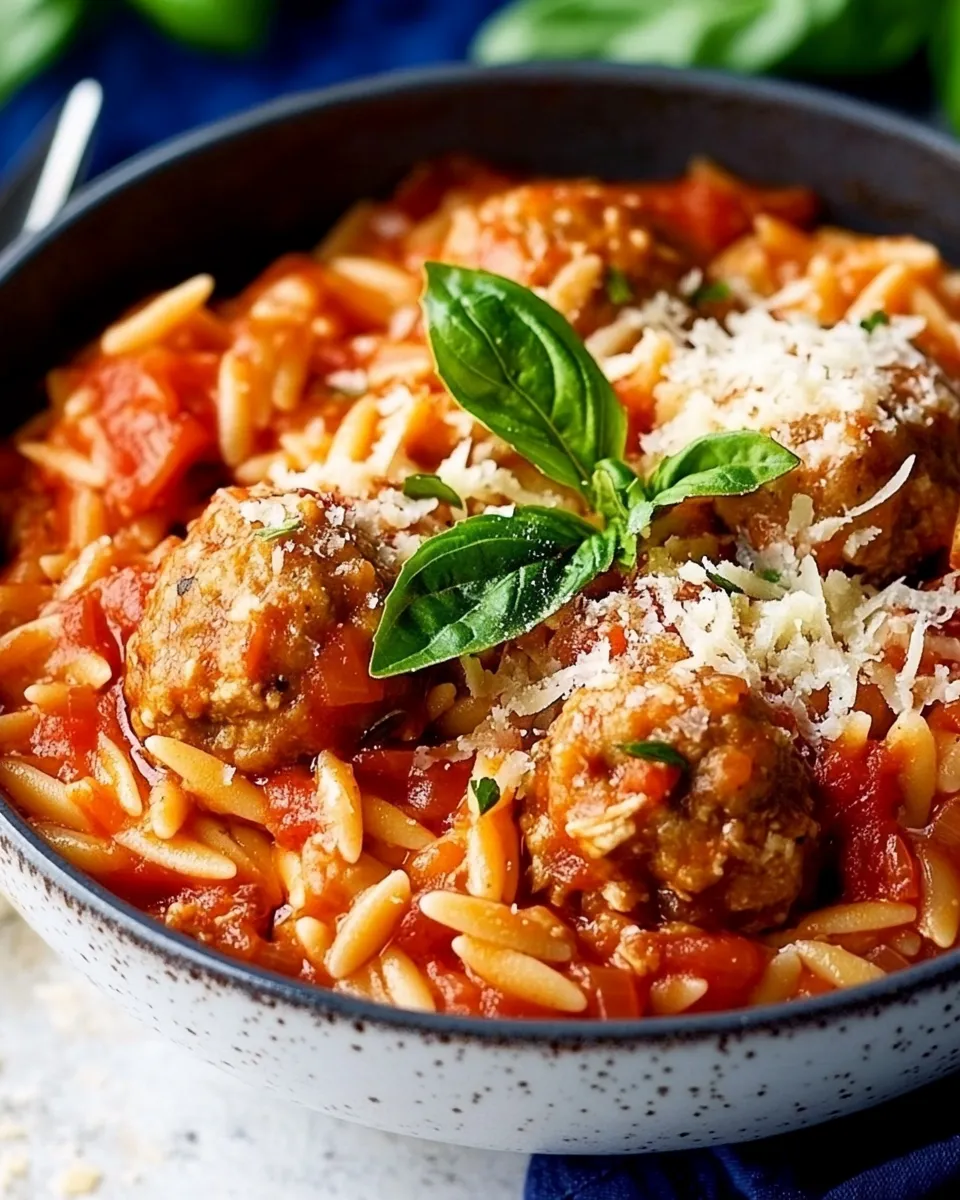 Homemade One Pot Chicken Meatball Orzo recipe photo