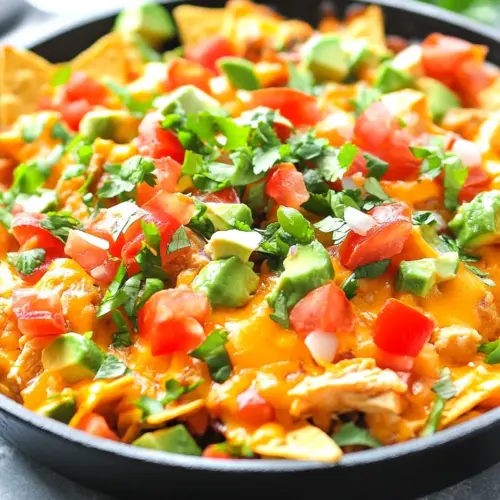 Homemade One Skillet Cheesy Chicken Nacho Supreme photo