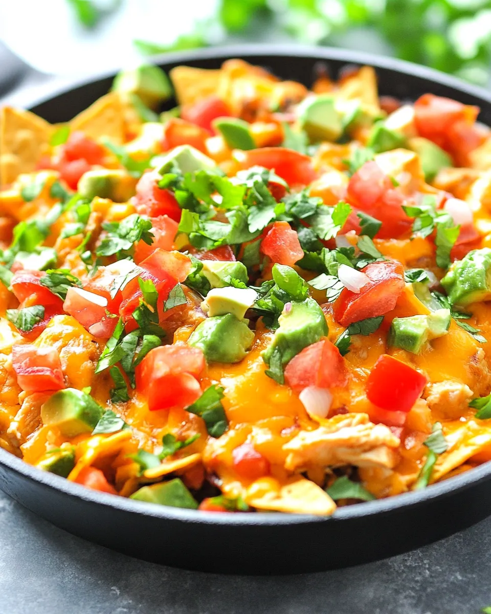 Homemade One Skillet Cheesy Chicken Nacho Supreme photo