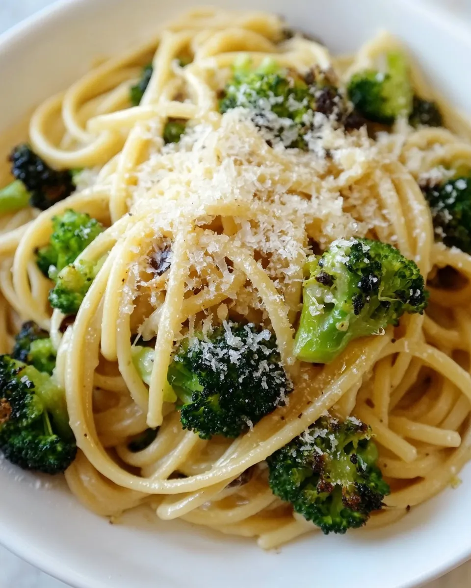 Delicious Pasta with Roasted Broccoli, Garlic and Oil shot