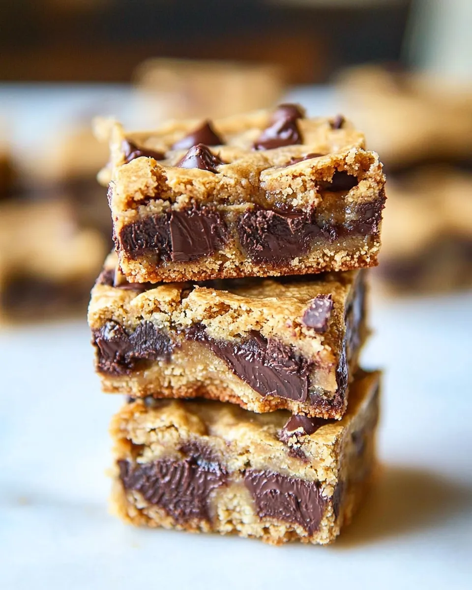 Easy Peanut Butter Chocolate Chunk Cookie Bars shot