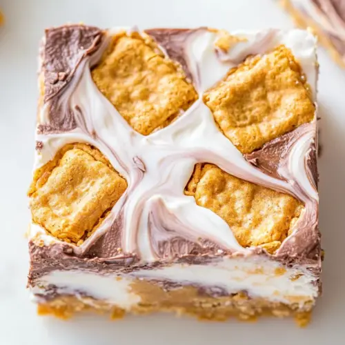 Amazing Peanut Butter Cup Golden Grahams Smores Bars. shot