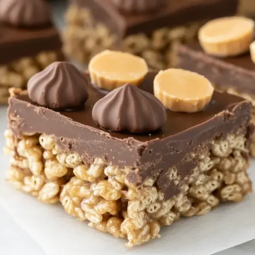 Homemade Peanut Butter Cup Rice Krispie Treats photo