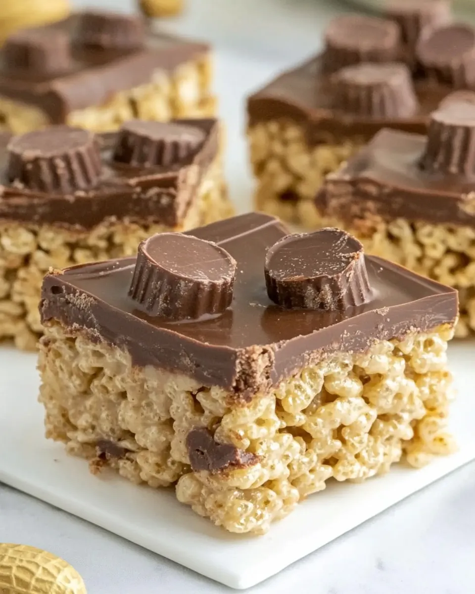 Delicious Peanut Butter Cup Rice Krispie Treats shot