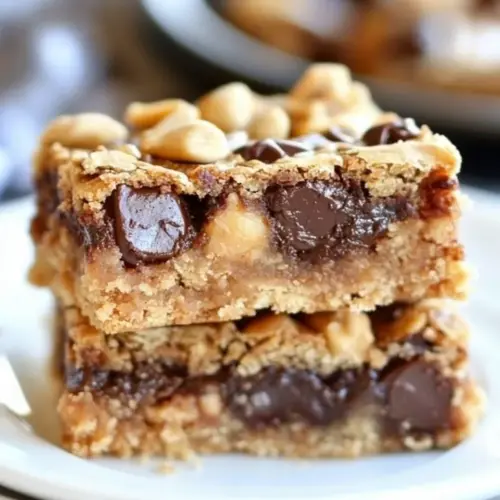 Homemade Peanut Butter Snickers Cookie Bars photo
