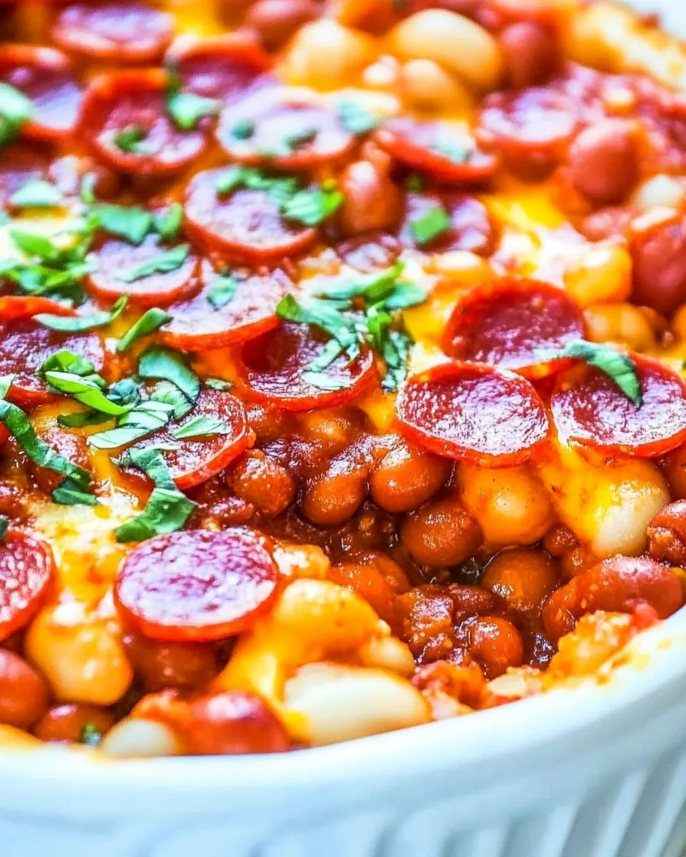 Tasty Pepperoni Pizza Baked Beans shot