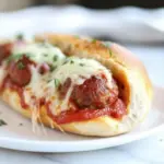 Homemade Pepperoni Pizza Meatball Sandwich photo