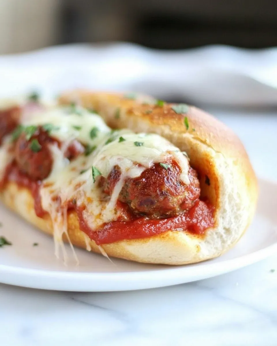 Homemade Pepperoni Pizza Meatball Sandwich photo