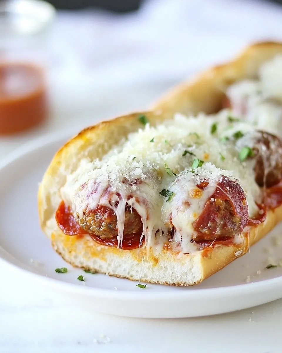 Classic Pepperoni Pizza Meatball Sandwich image