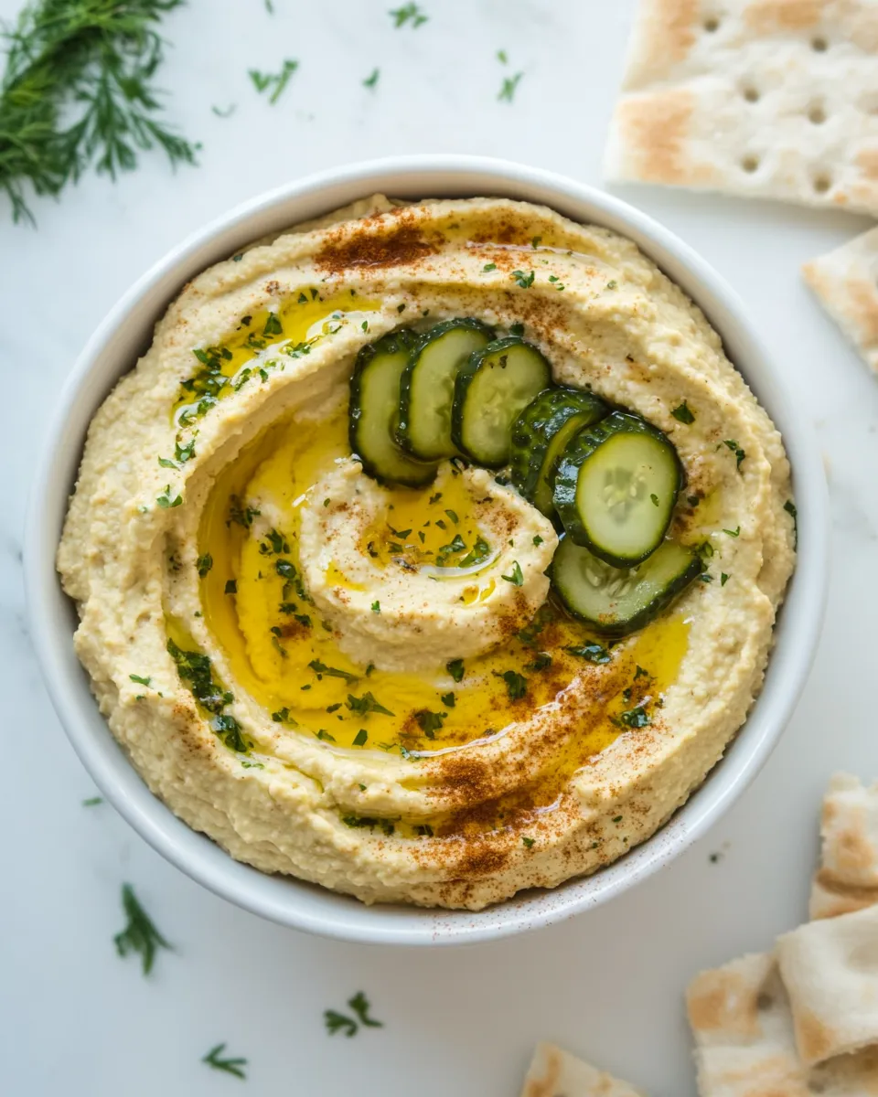 Quick Pickle Lovers Hummus. recipe photo