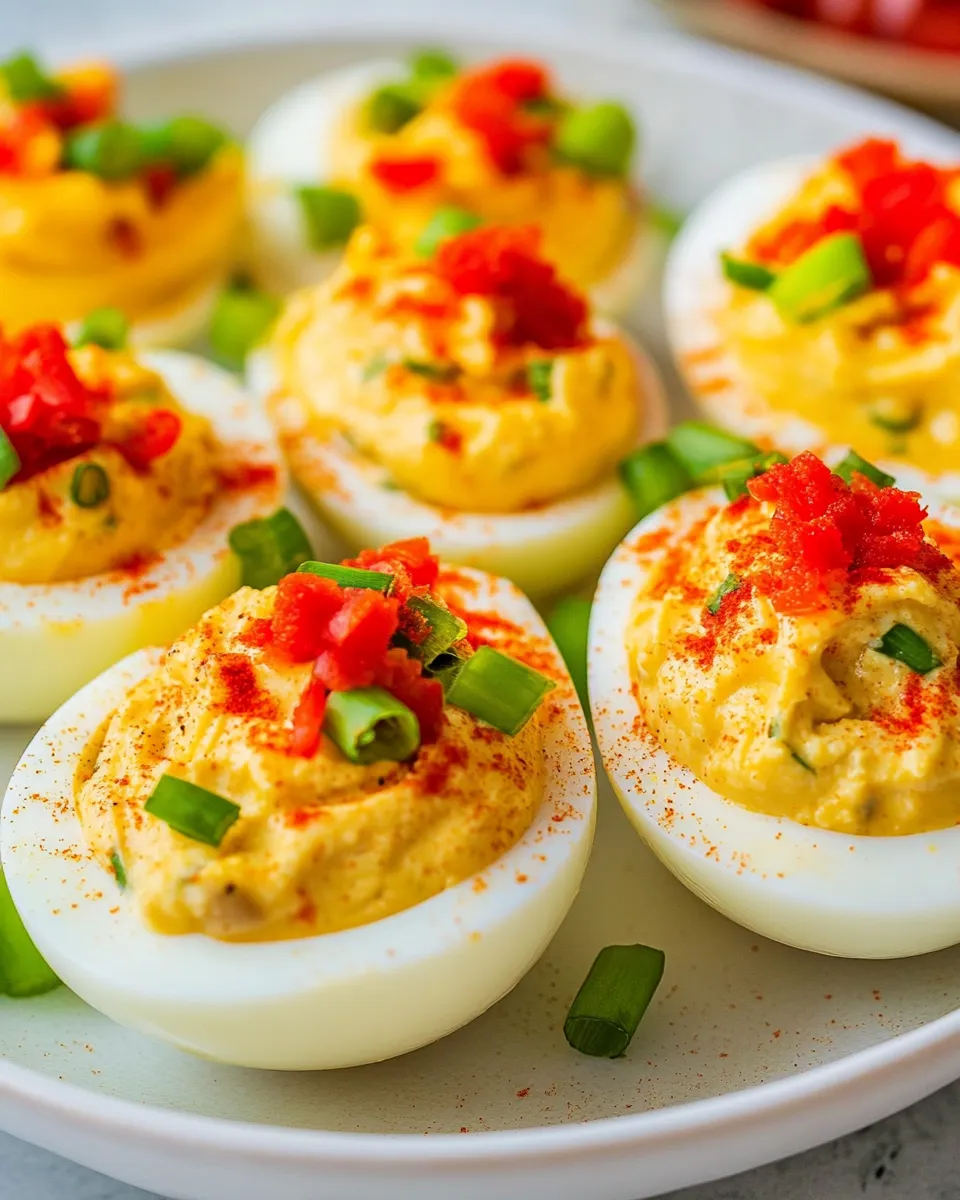 Delicious Pimento Cheese Deviled Eggs shot