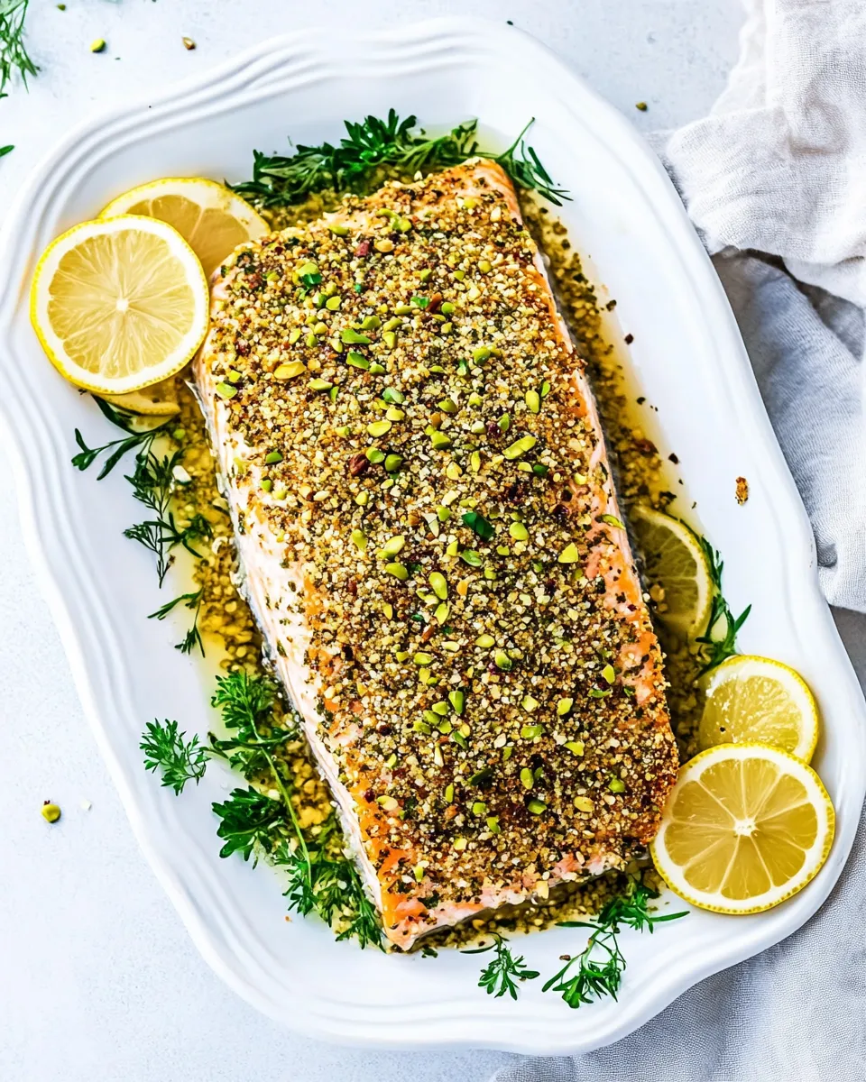 Quick Pistachio Crusted Baked Salmon shot