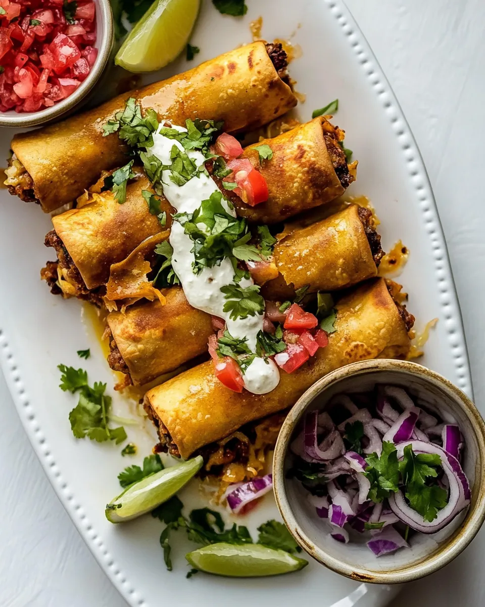 Easy Queso Fundido Taquitos. food shot