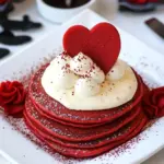 Homemade Red Velvet Pancakes with Sweet Cream Cheese Topping photo