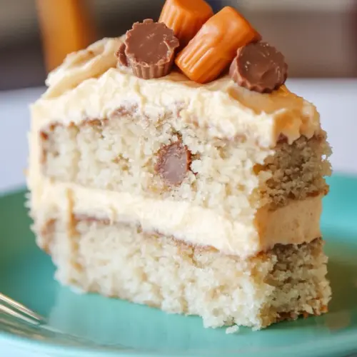 Homemade Reeses Peanut Butter Cup Banana Cake with Peanut Butter Cream Cheese Frosting photo