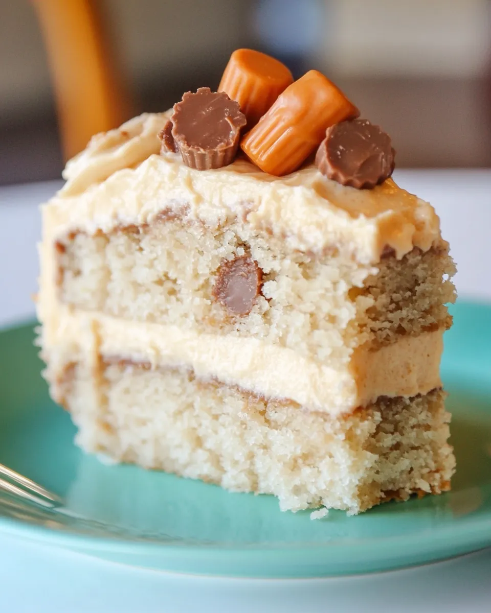 Homemade Reeses Peanut Butter Cup Banana Cake with Peanut Butter Cream Cheese Frosting photo