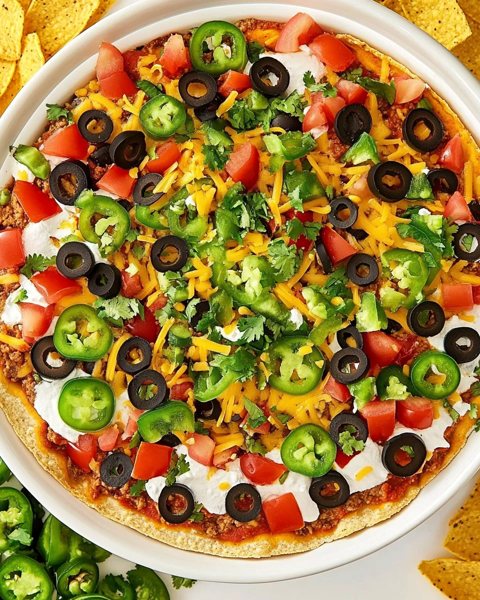 Delicious Retro Taco Pizza (Layered Taco Dip) shot