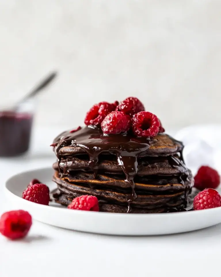 Homemade Romantic Chocolate Raspberry Pancakes photo