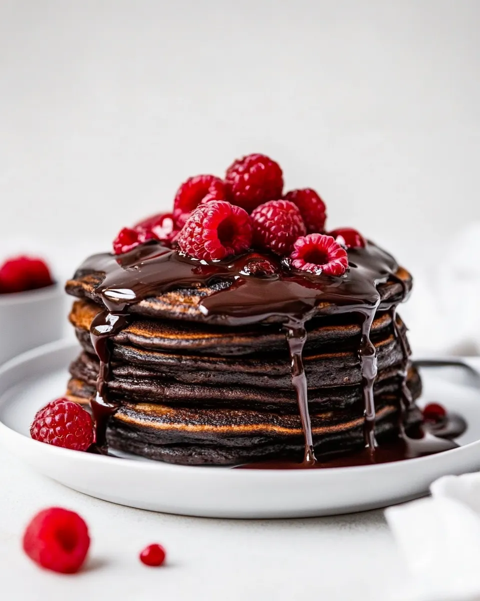 Classic Romantic Chocolate Raspberry Pancakes image