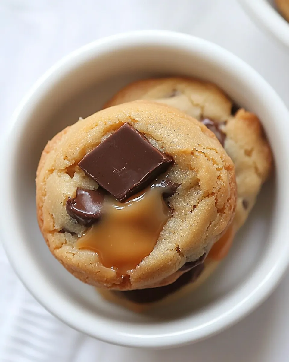 Delicious Salted Caramel Stuffed Chocolate Chunk Cookies recipe photo