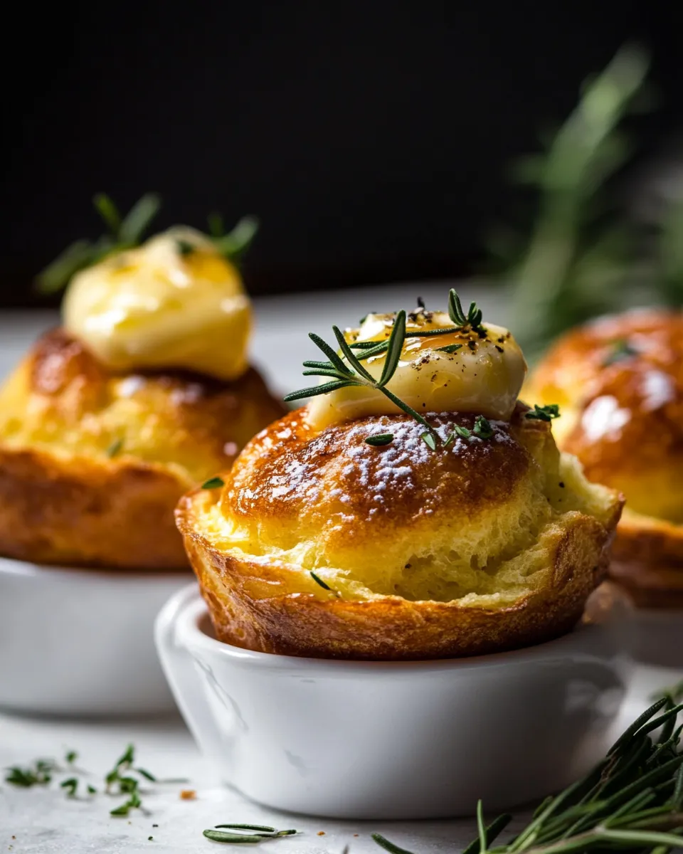 Healthy Salted Rosemary Popovers with Honey Butter. picture