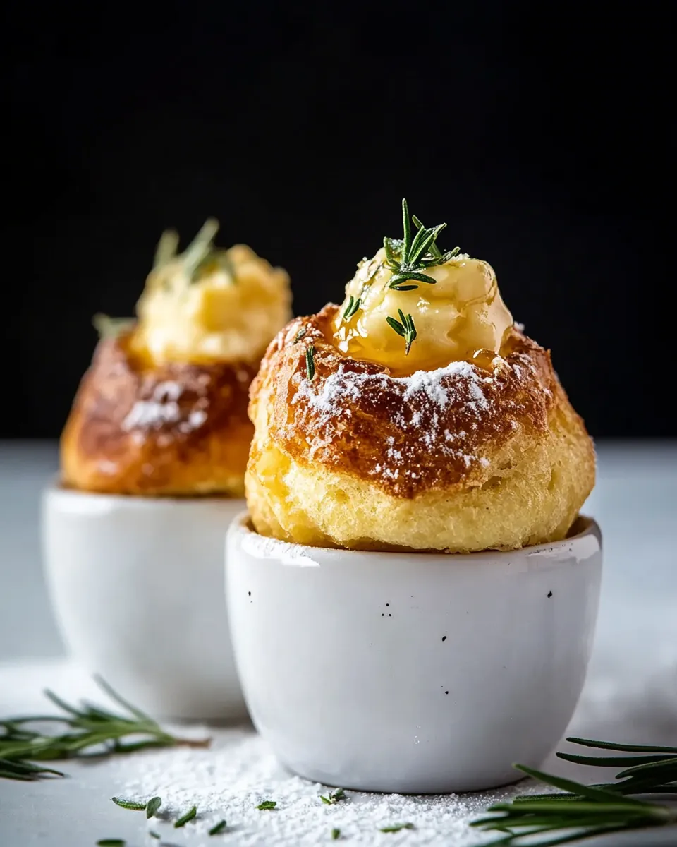 Quick Salted Rosemary Popovers with Honey Butter. recipe image