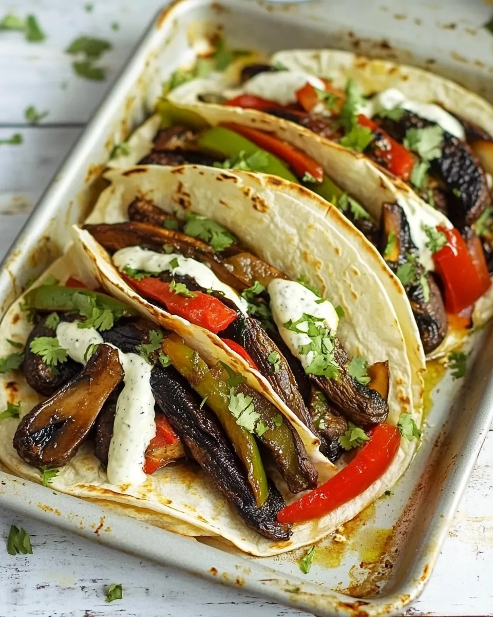 Quick Sheet Pan Portobello Mushroom Fajitas image