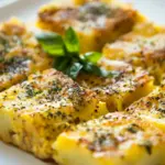 Homemade Sheet Pan Potato Frittata Squares with Basil and Chive photo