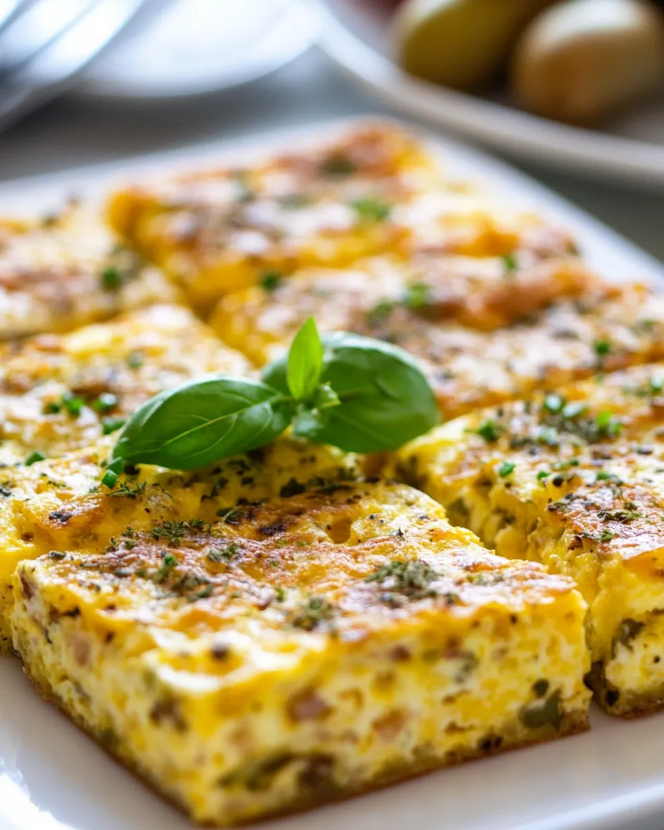 Classic Sheet Pan Potato Frittata Squares with Basil and Chive image