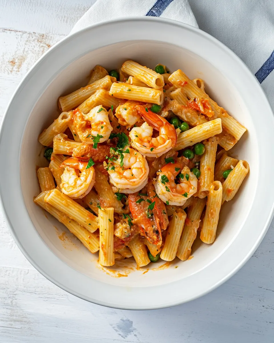Classic Shrimp and Pea Rigatoni dish photo