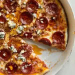 Quick Skillet Pepperoni Pizza with Hot Honey and Blue Cheese. dish image