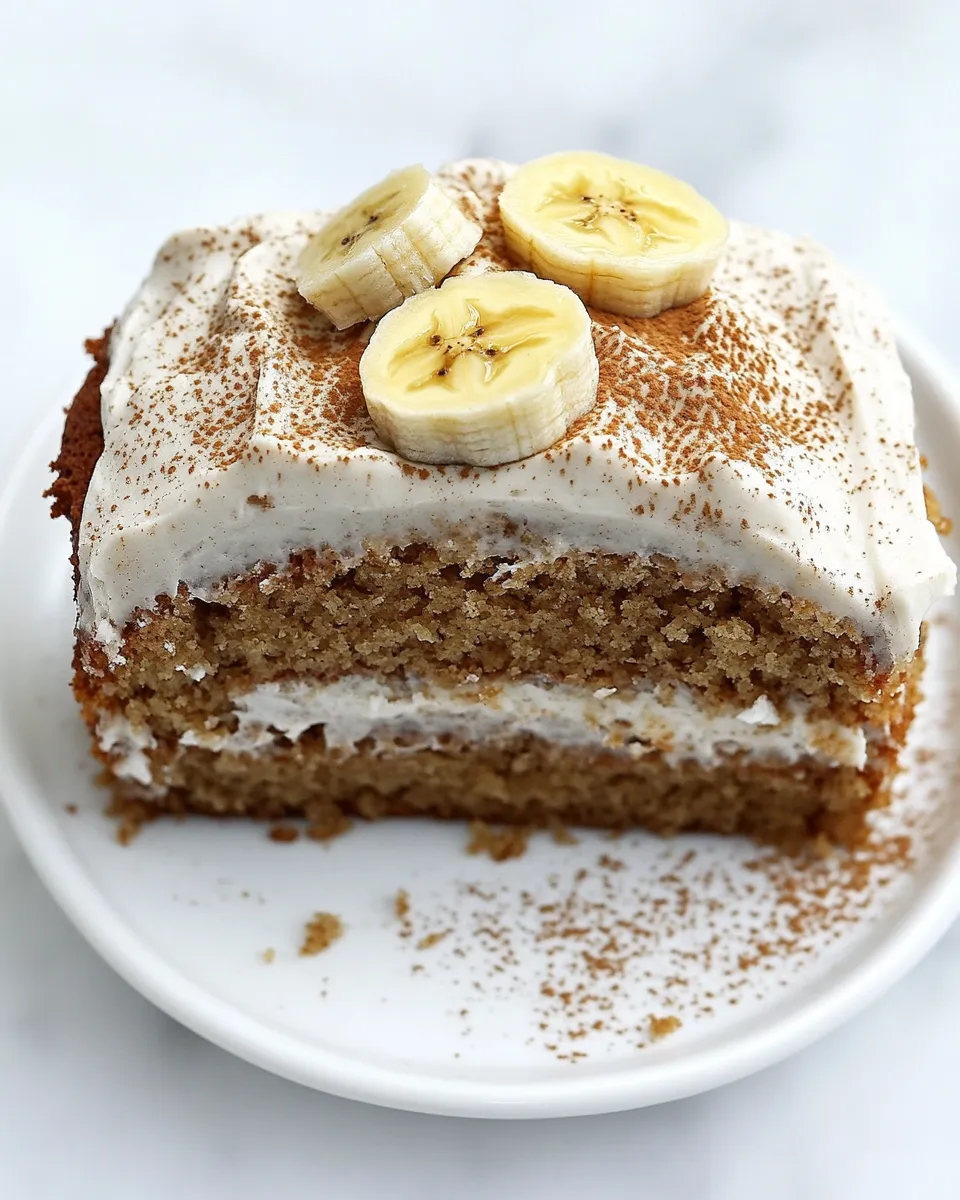 Delicious Skinny Banana Cake with Maple Frosting shot