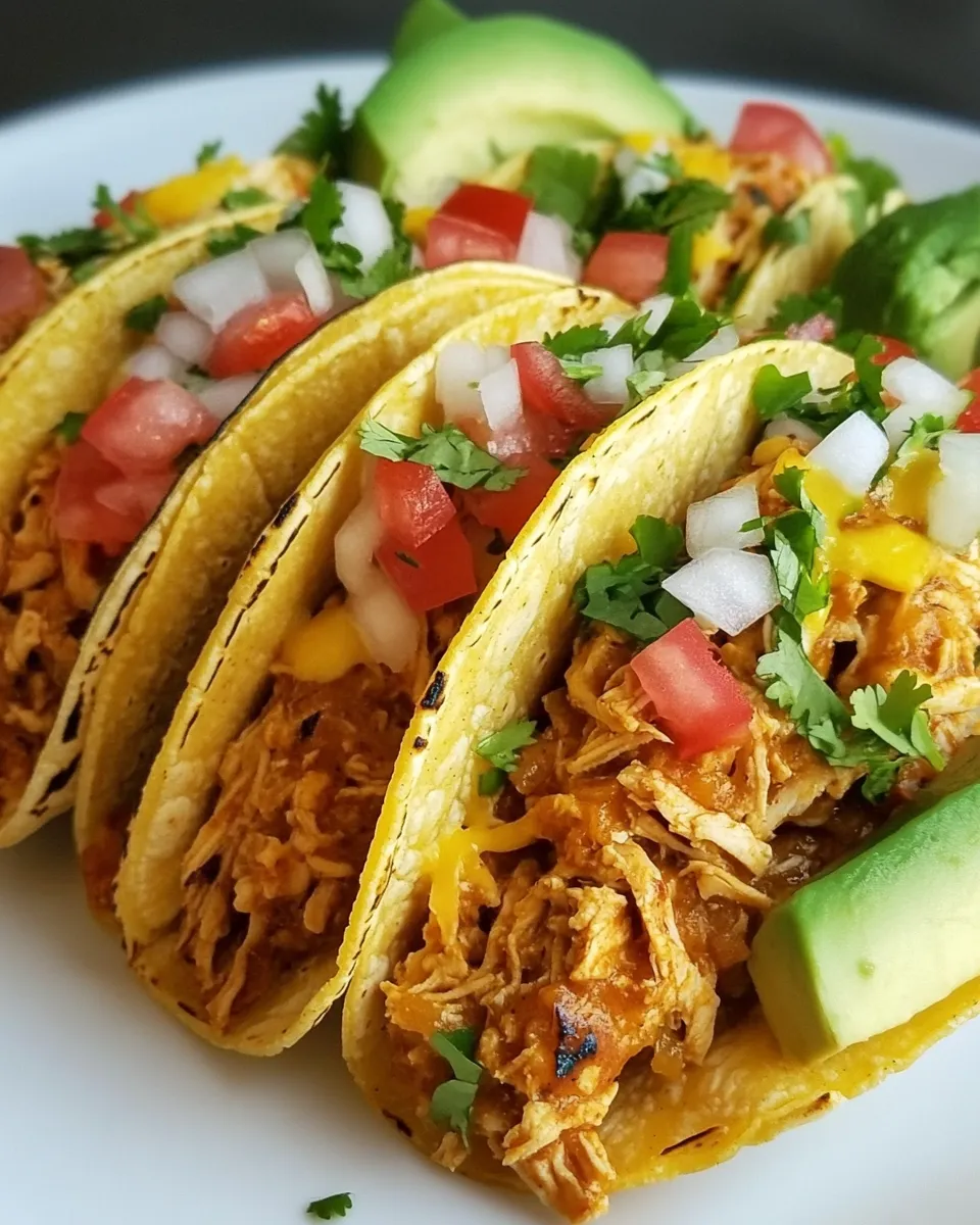 Savory Slow Cooker Protein Chicken Tacos shot