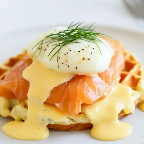 Easy Smoked Salmon Eggs Benedict with Dill Waffles photo