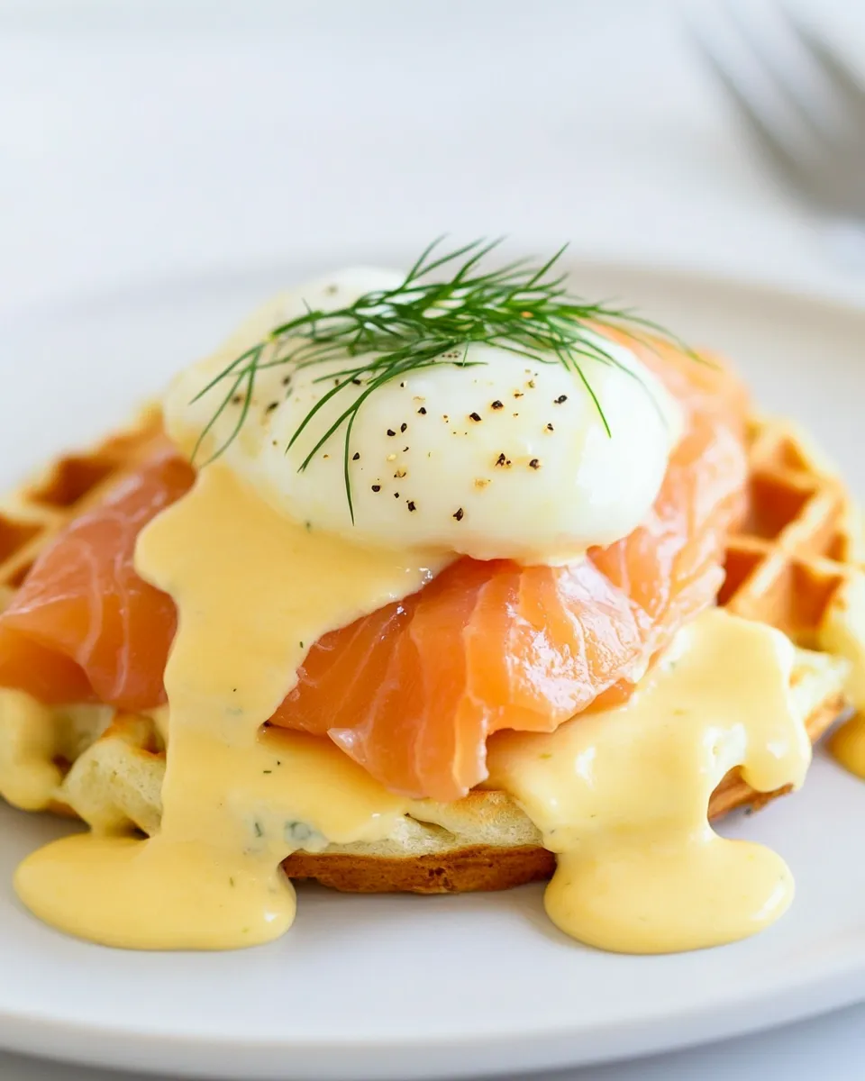 Easy Smoked Salmon Eggs Benedict with Dill Waffles photo