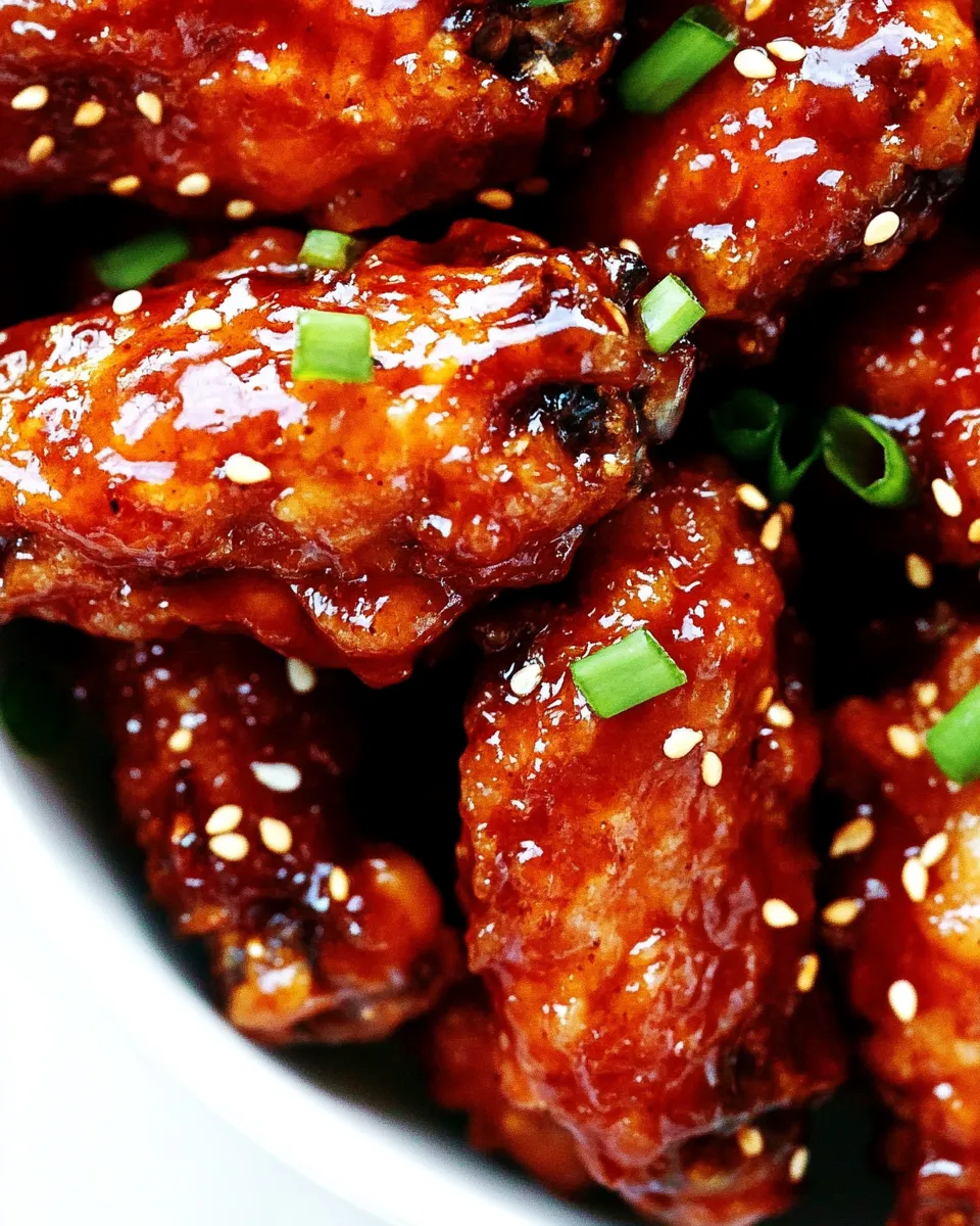 Delicious Spicy Korean Chicken Wings shot