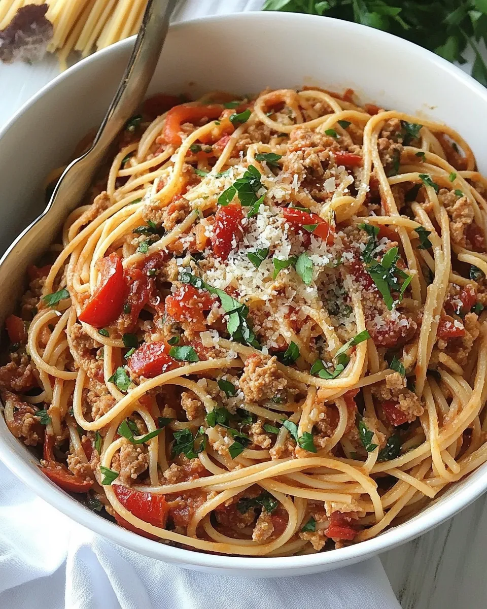 Best Spicy Whole Wheat Linguini with Sausage and Roasted Peppers shot