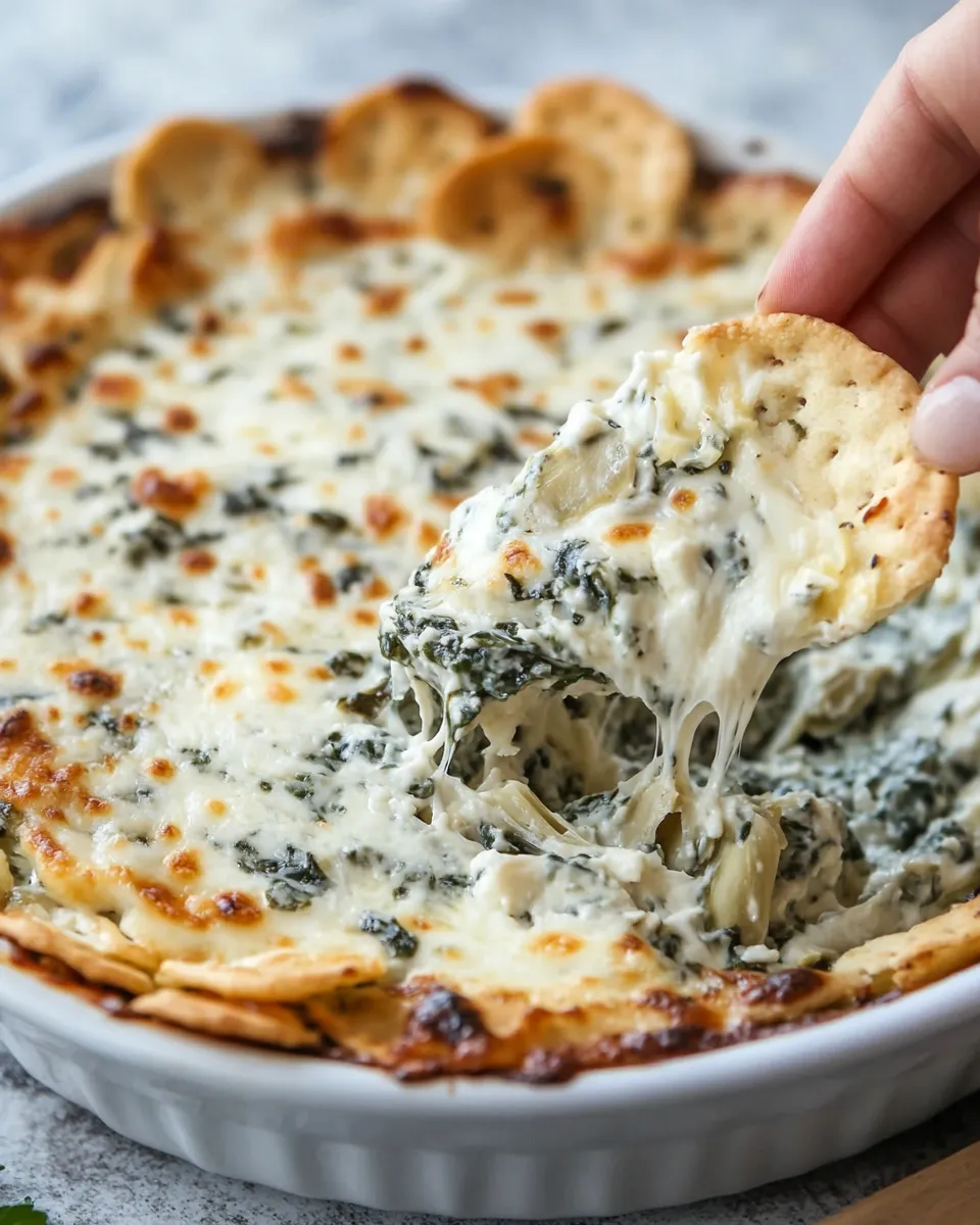 Easy Spinach Artichoke Dip with Six Cheeses recipe photo