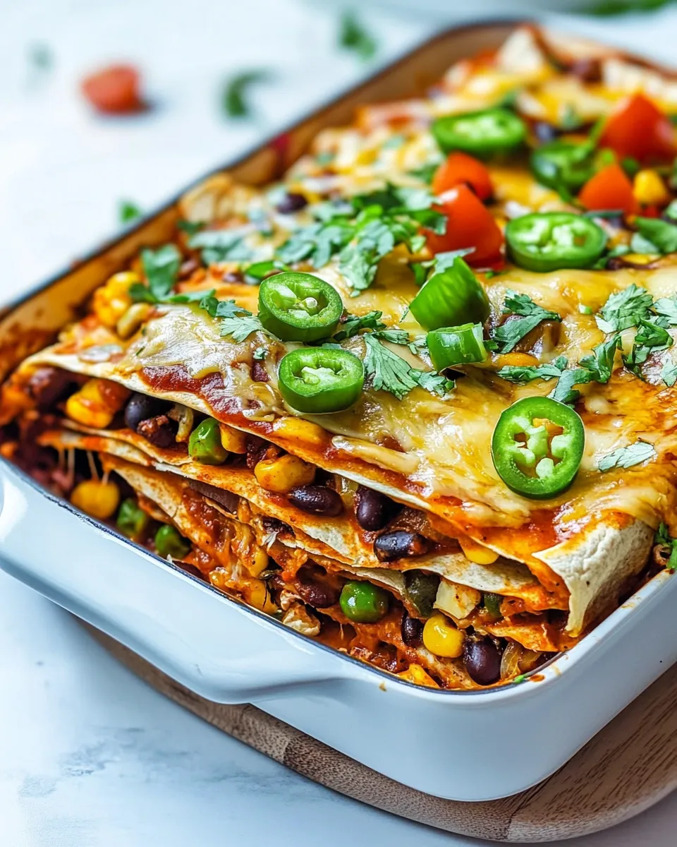 Healthy Stacked Vegetable Enchiladas dish photo