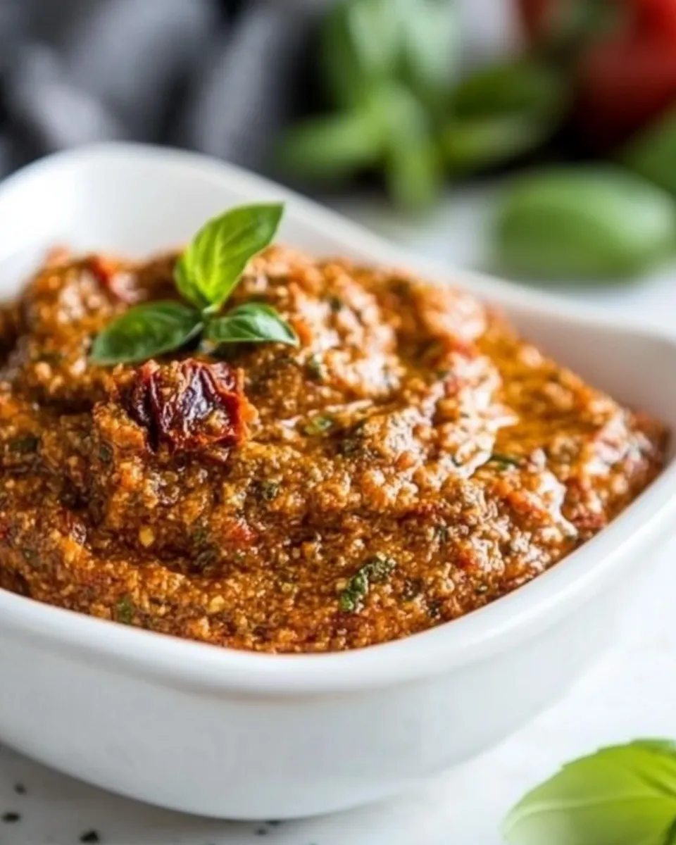 Delicious Sun Dried Tomato Pesto shot