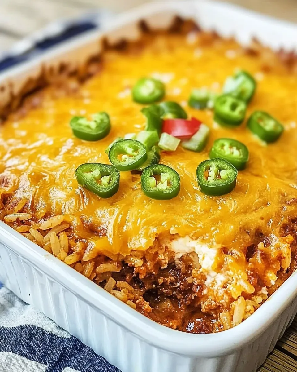 Delicious Taco Sour Cream Rice Bake shot