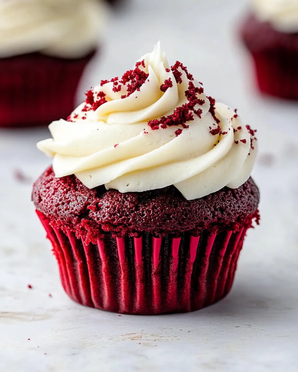Delicious The BEST Red Velvet Cupcakes with Cream Cheese Frosting shot