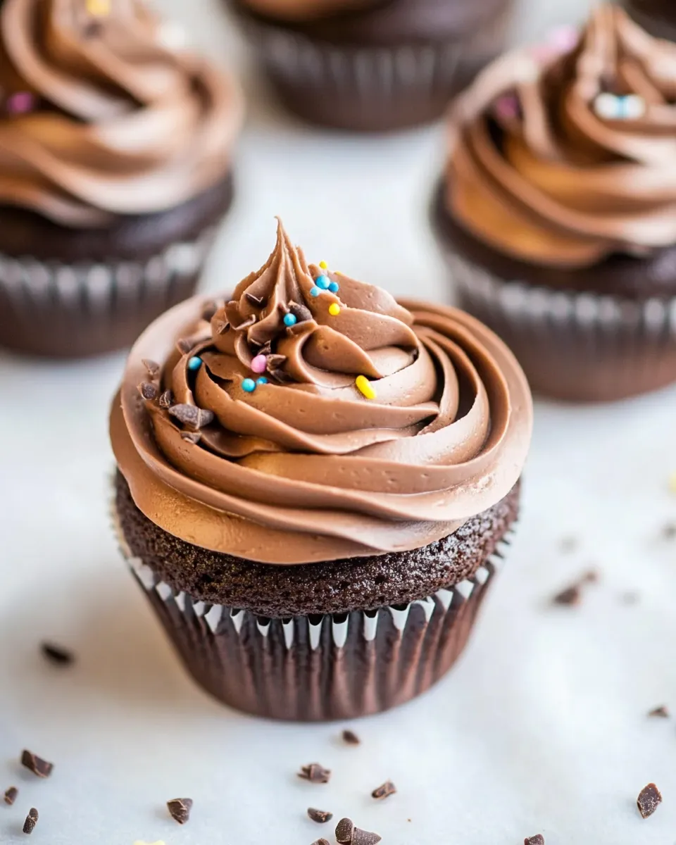 Amazing The Best Chocolate Birthday Cupcakes with Fudgy Chocolate Buttercream. photo