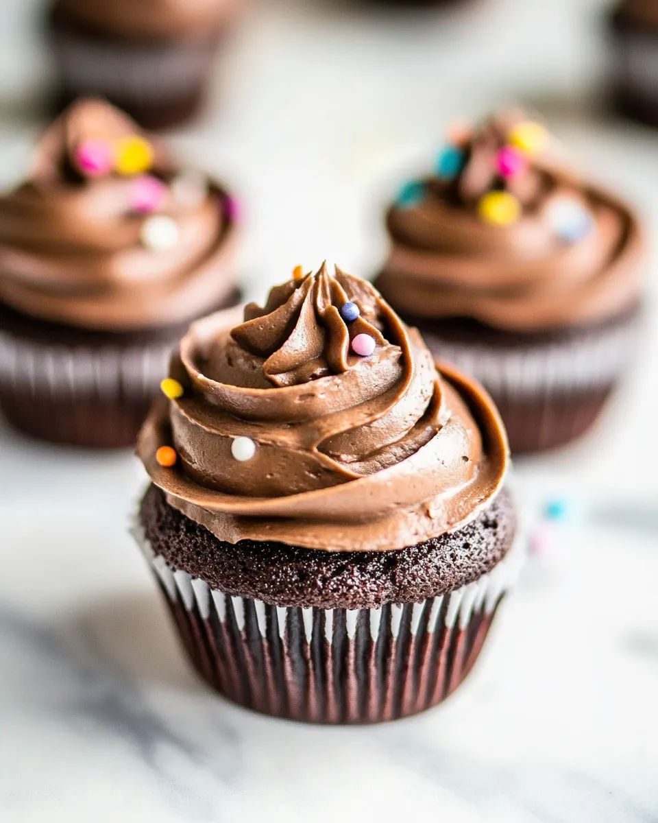Simple The Best Chocolate Birthday Cupcakes with Fudgy Chocolate Buttercream. shot