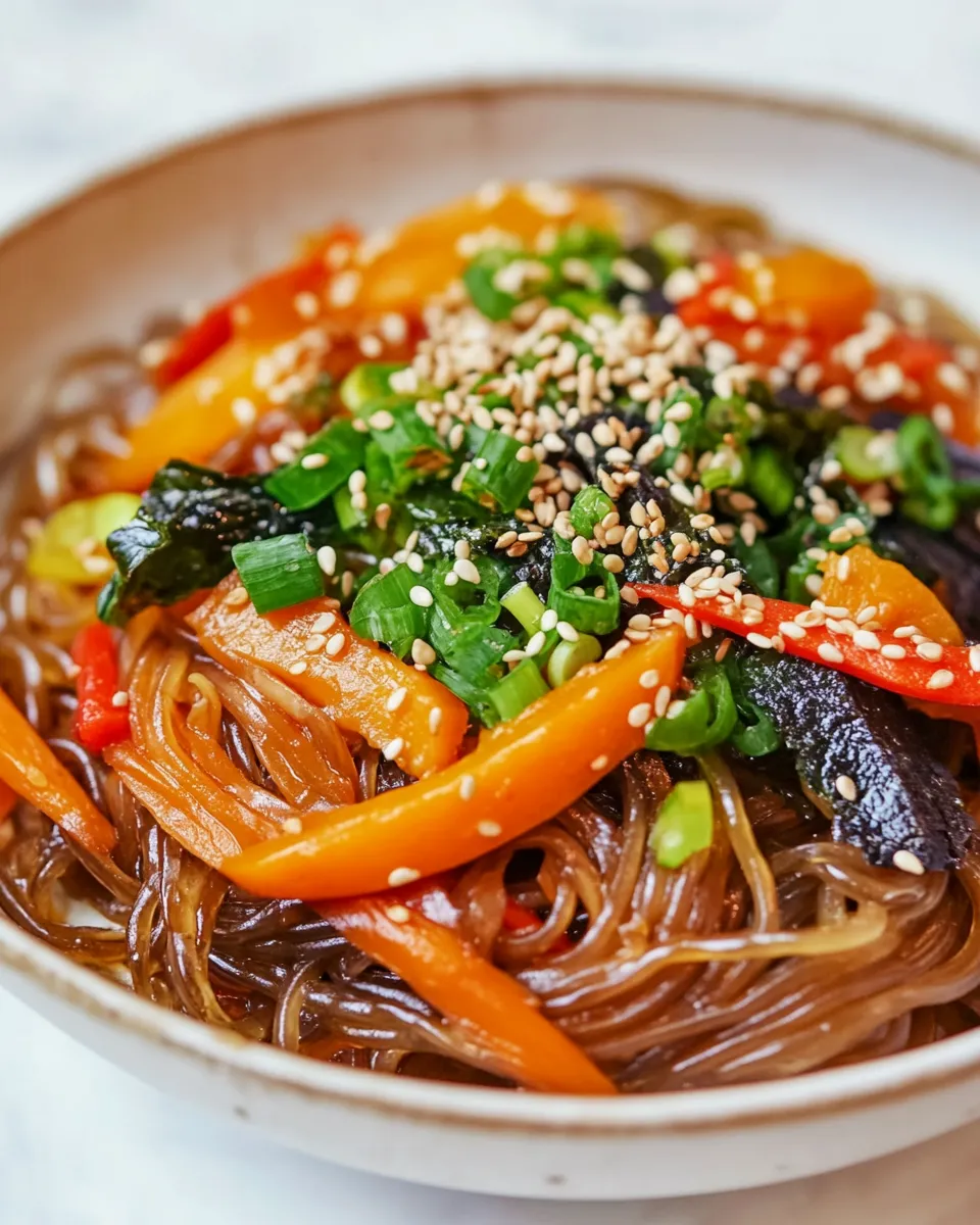Easy Vegan Japchae Style Noodles (stir-fried sweet potato noodles) photo