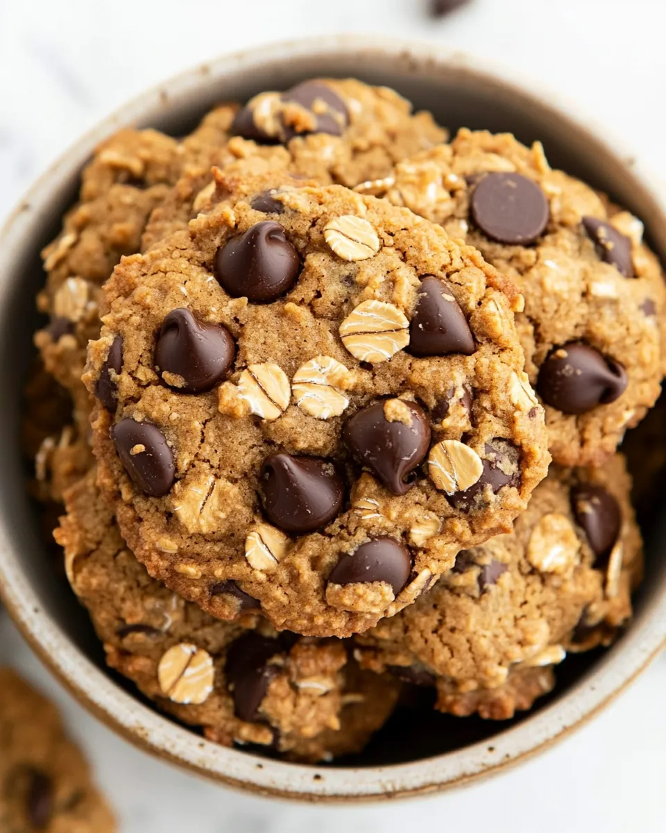 Easy Vegan Oatmeal Peanut Butter Chocolate Chip Cookies photo